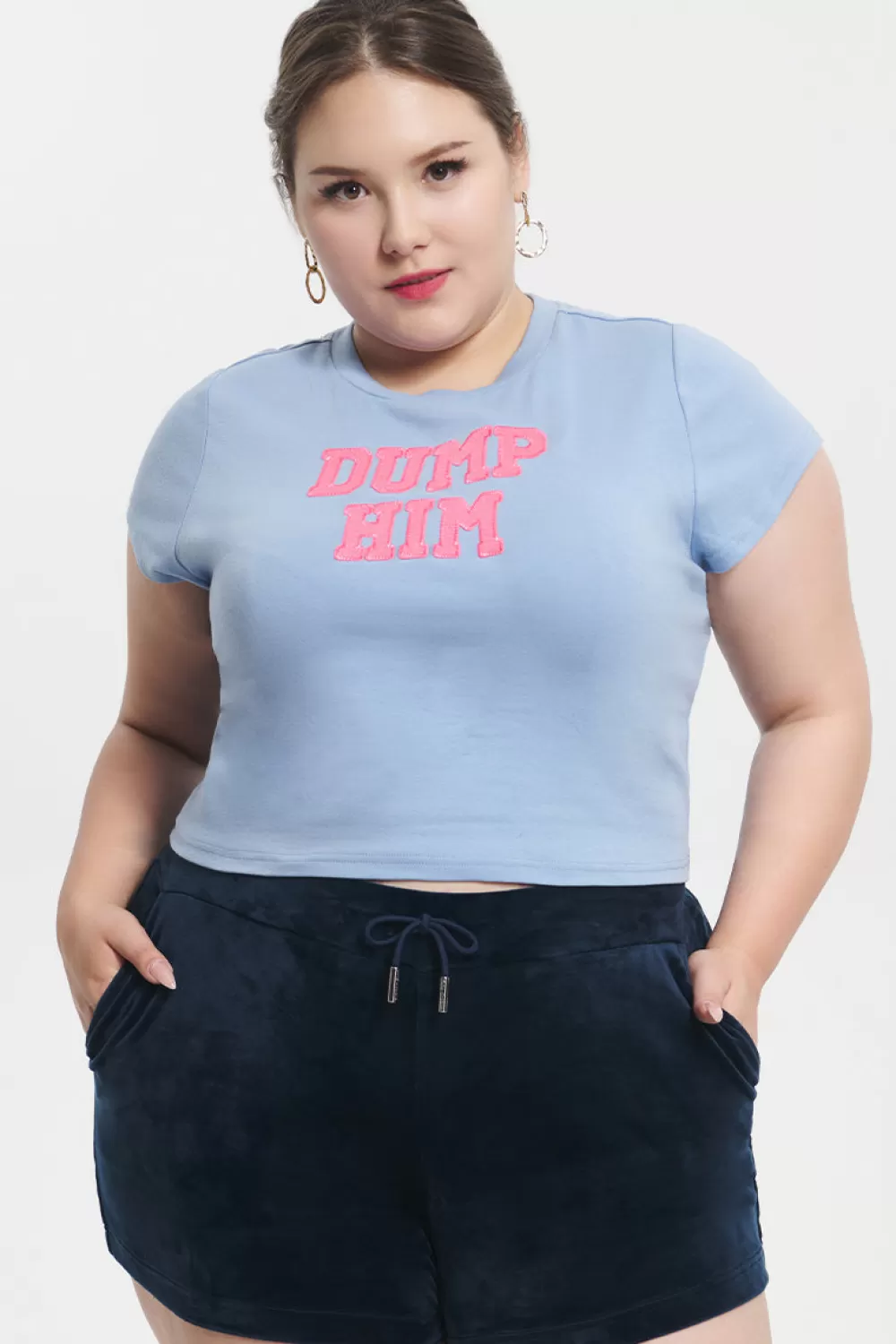 Tees & Tops | Plus-Size-Juicy Couture Plus-Size Dump Him Baby Tee SterlingBlue