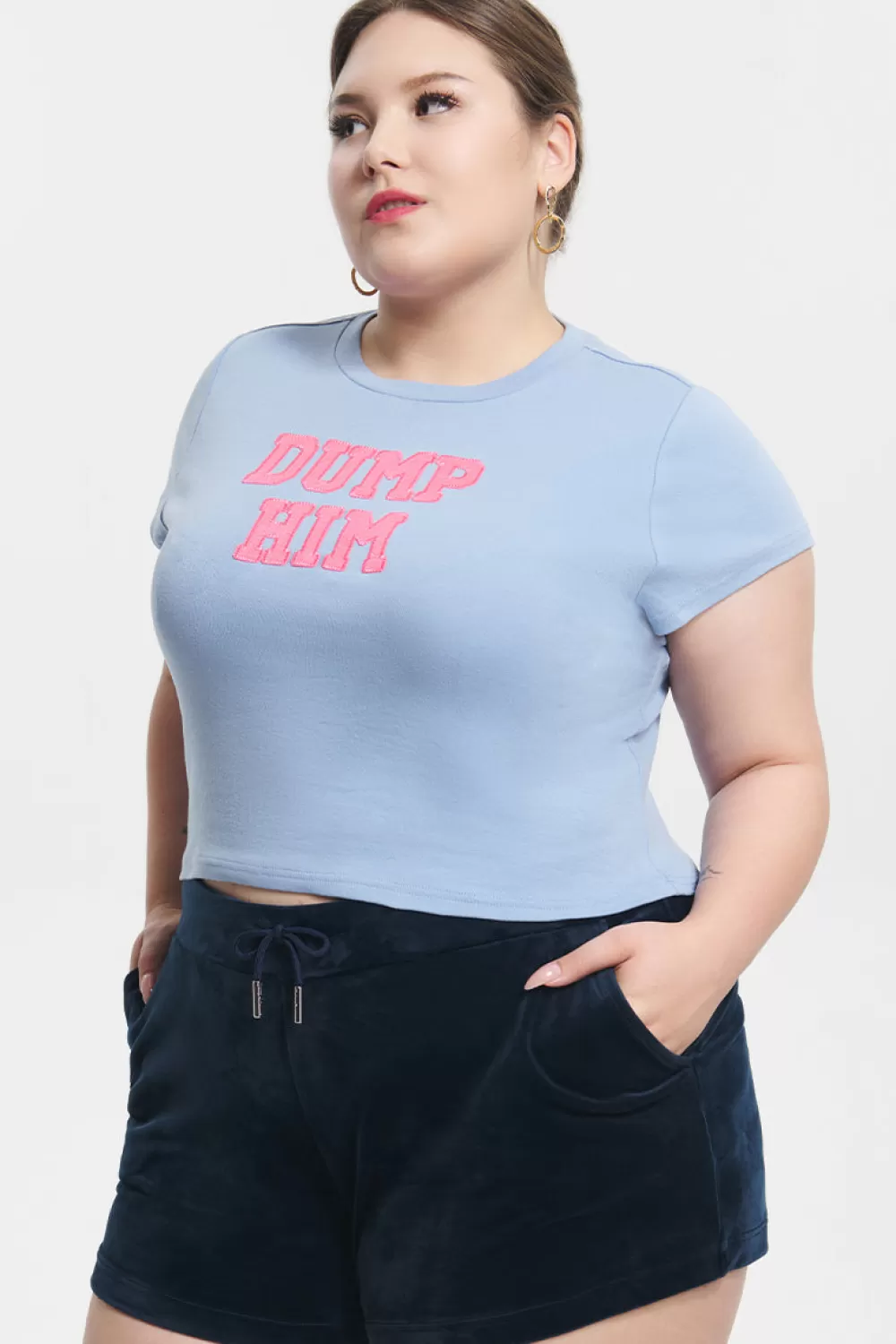 Tees & Tops | Plus-Size-Juicy Couture Plus-Size Dump Him Baby Tee SterlingBlue