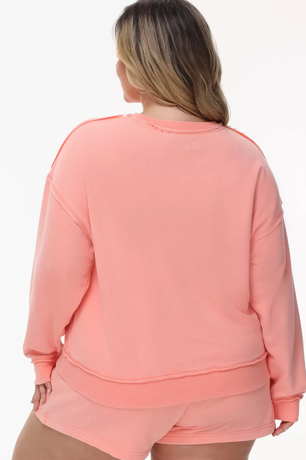 Plus-Size-Juicy Couture Plus-Size French Terry Embroidered Crewneck Guava