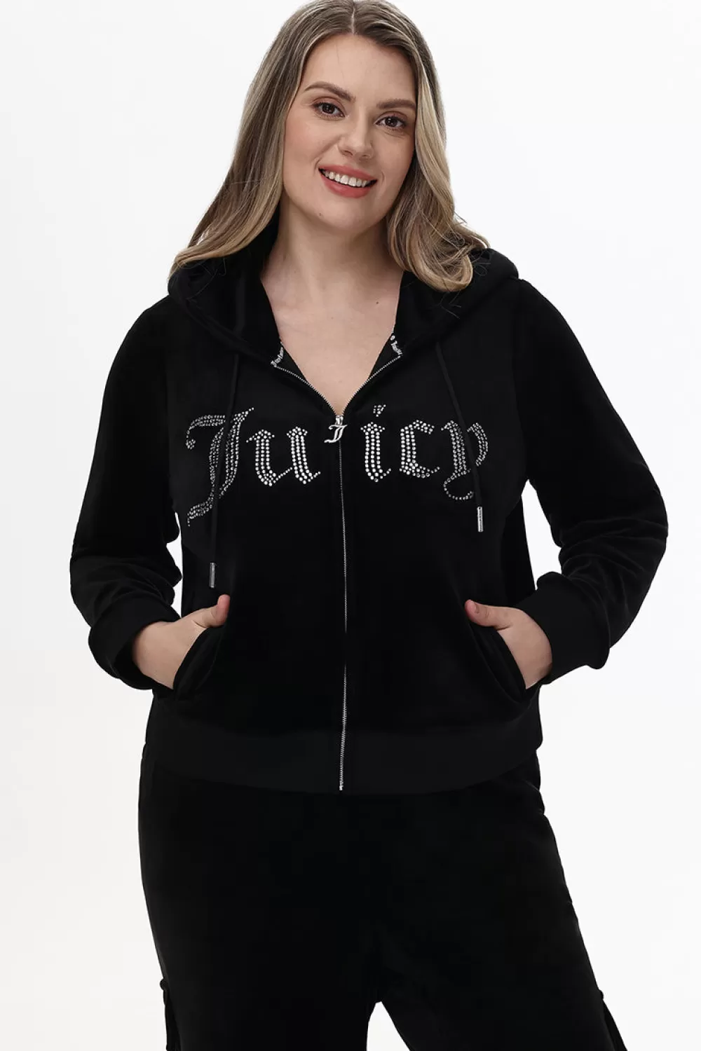 Track Tops | Track Tops-Juicy Couture Plus-Size Front Bling Hoodie Liquorice