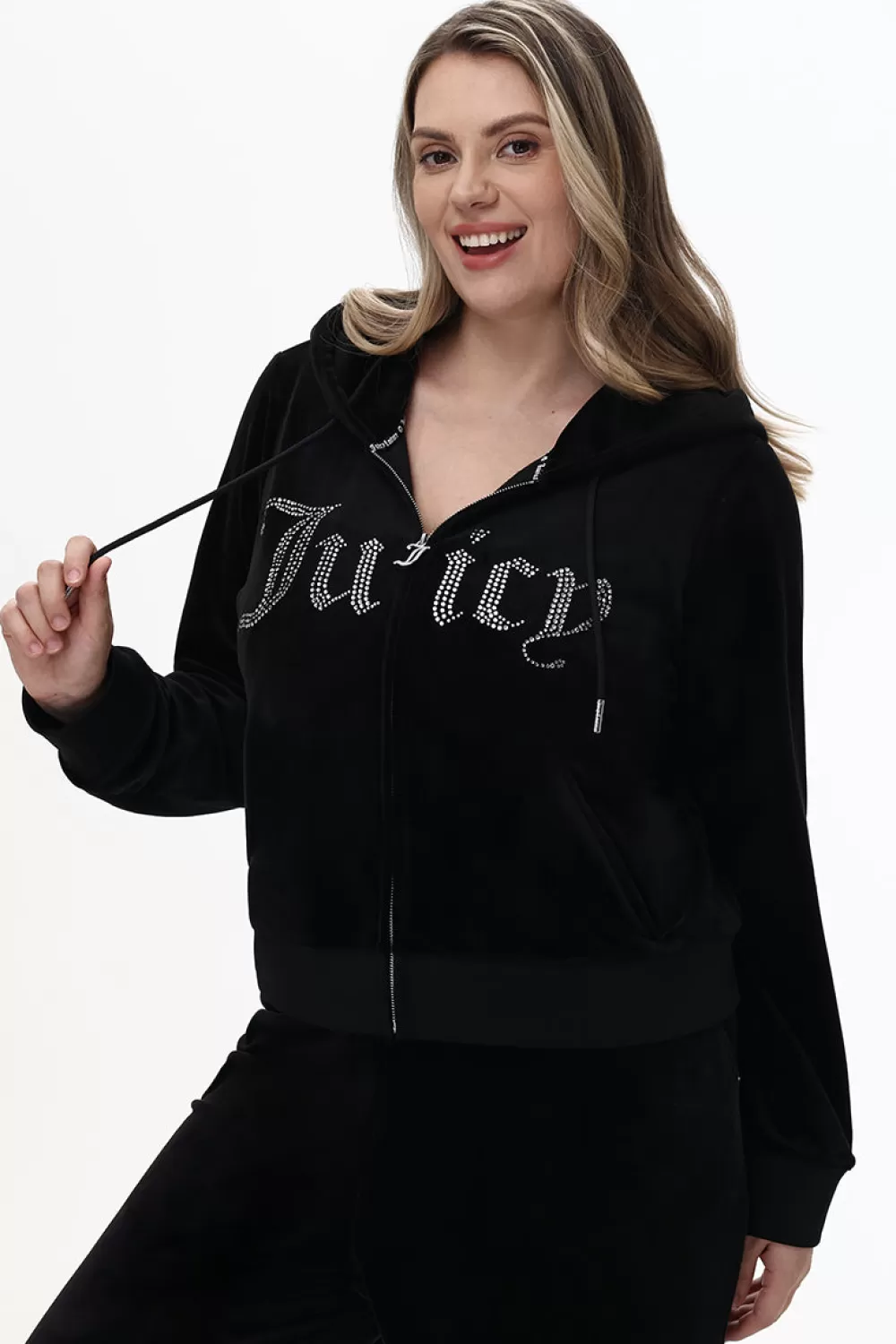 Track Tops | Track Tops-Juicy Couture Plus-Size Front Bling Hoodie Liquorice