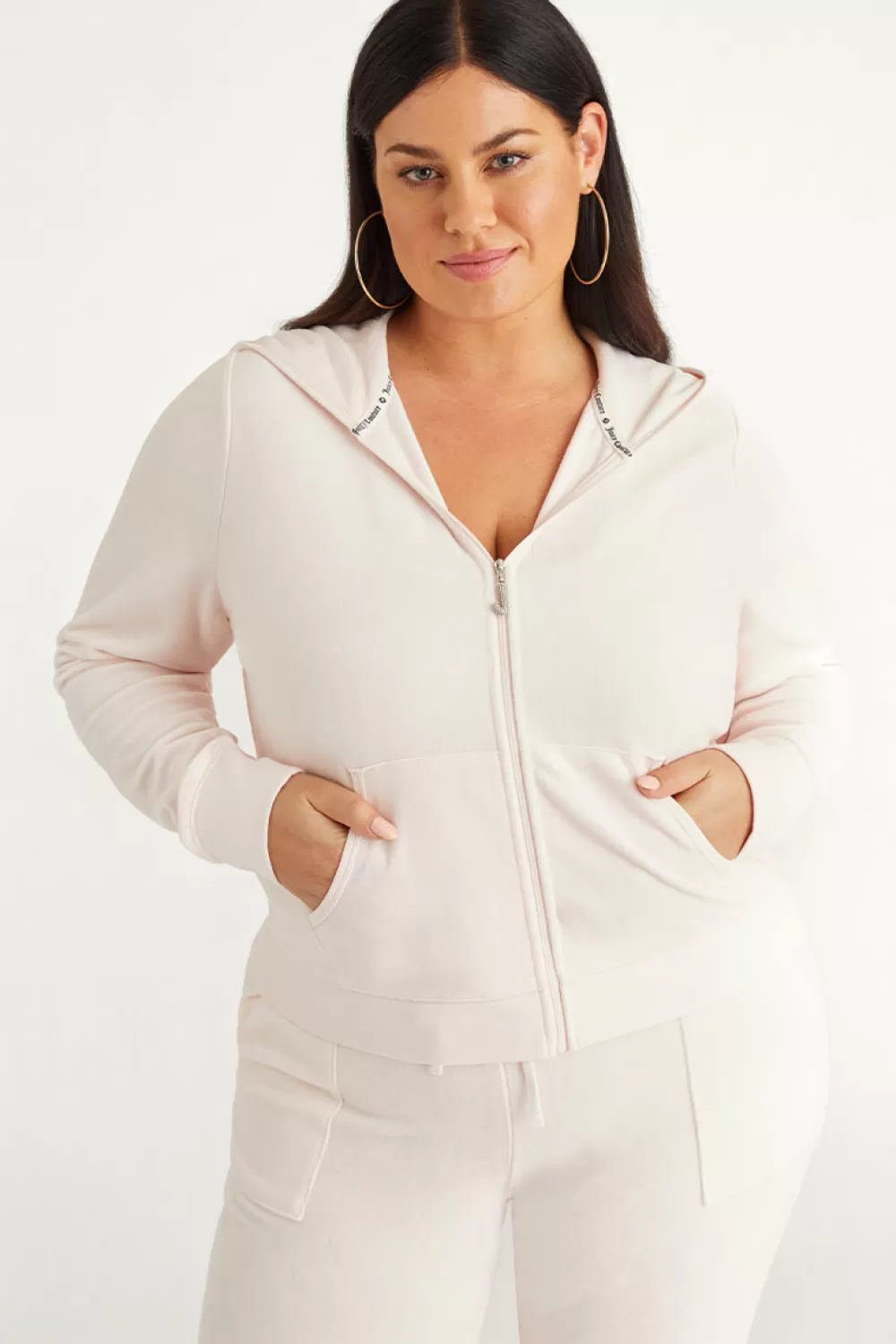 Track Tops | Track Tops-Juicy Couture Plus-Size Icons Classic Cotton Velour Hoodie SoftGlow