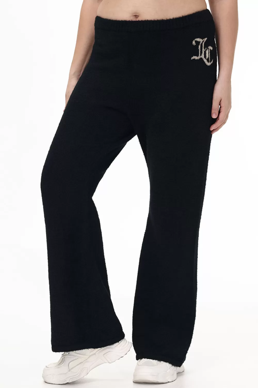 Plus-Size-Juicy Couture Plus-Size Metallic Eyelash Flared Pant Liquorice