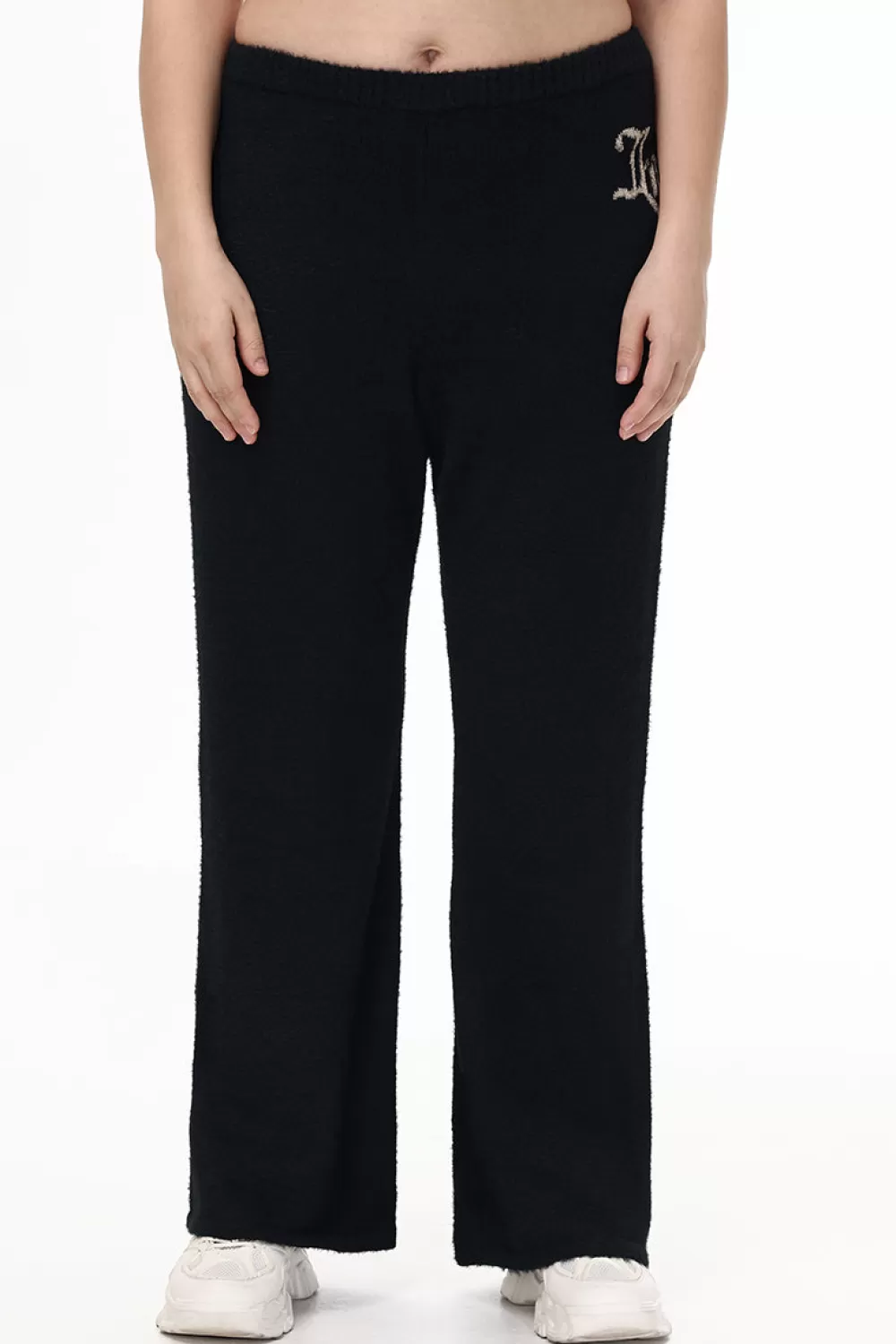 Plus-Size-Juicy Couture Plus-Size Metallic Eyelash Flared Pant Liquorice