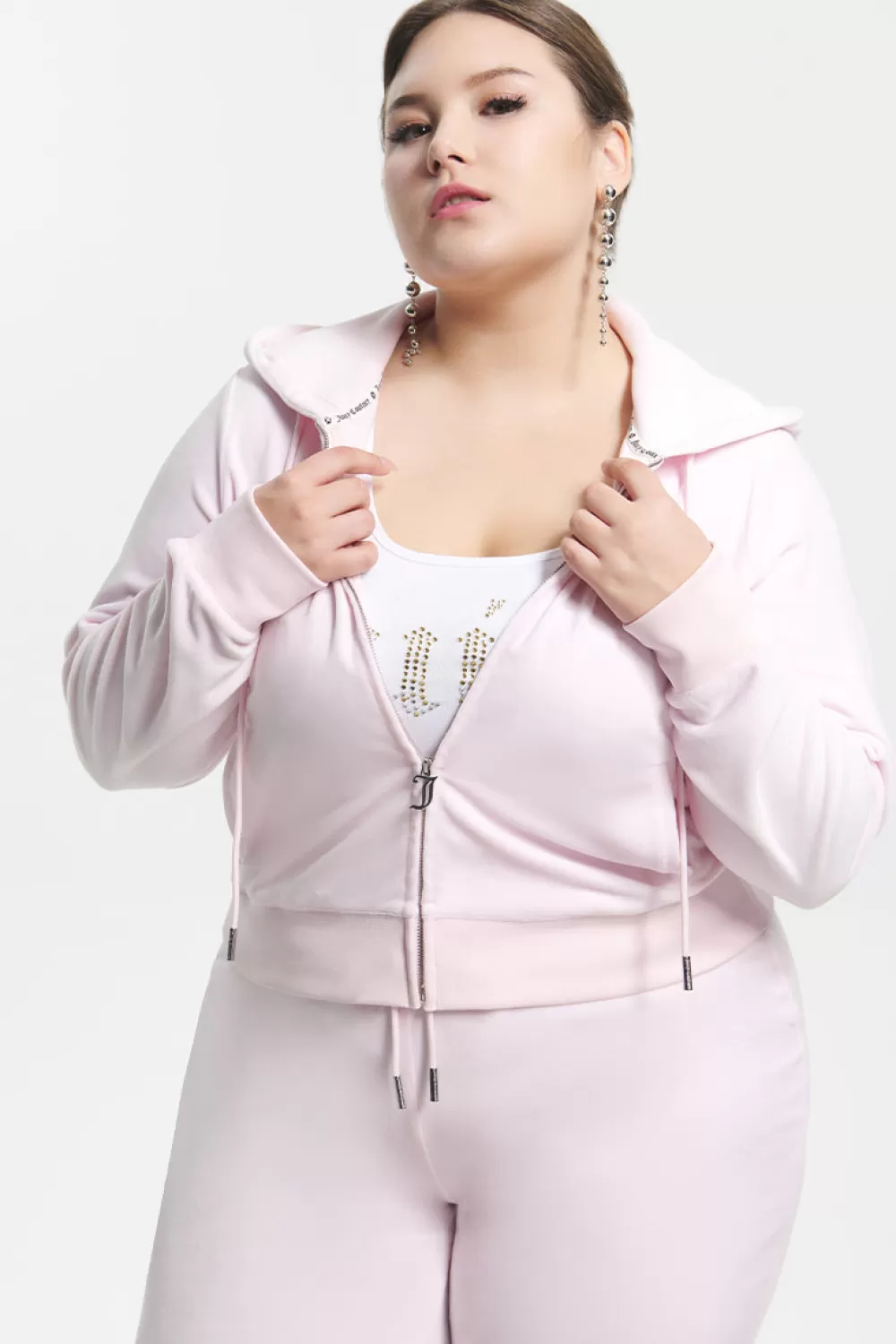 Track Tops | Track Tops-Juicy Couture Plus-Size Mixed Jewels Velour Hoodie SoftGlow