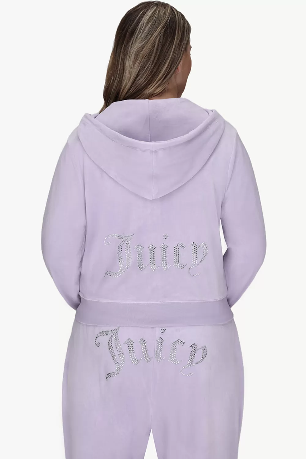 Bling Sets | Hoodies & Jackets-Juicy Couture Plus-Size OG Big Bling Velour Hoodie OrchidPetal