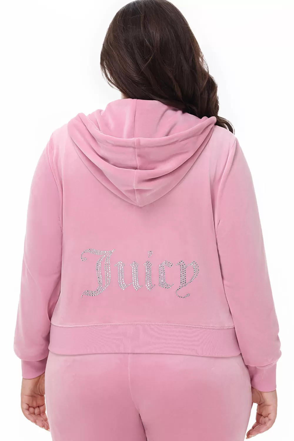 Bling Sets | Hoodies & Jackets-Juicy Couture Plus-Size OG Big Bling Velour Hoodie Rose