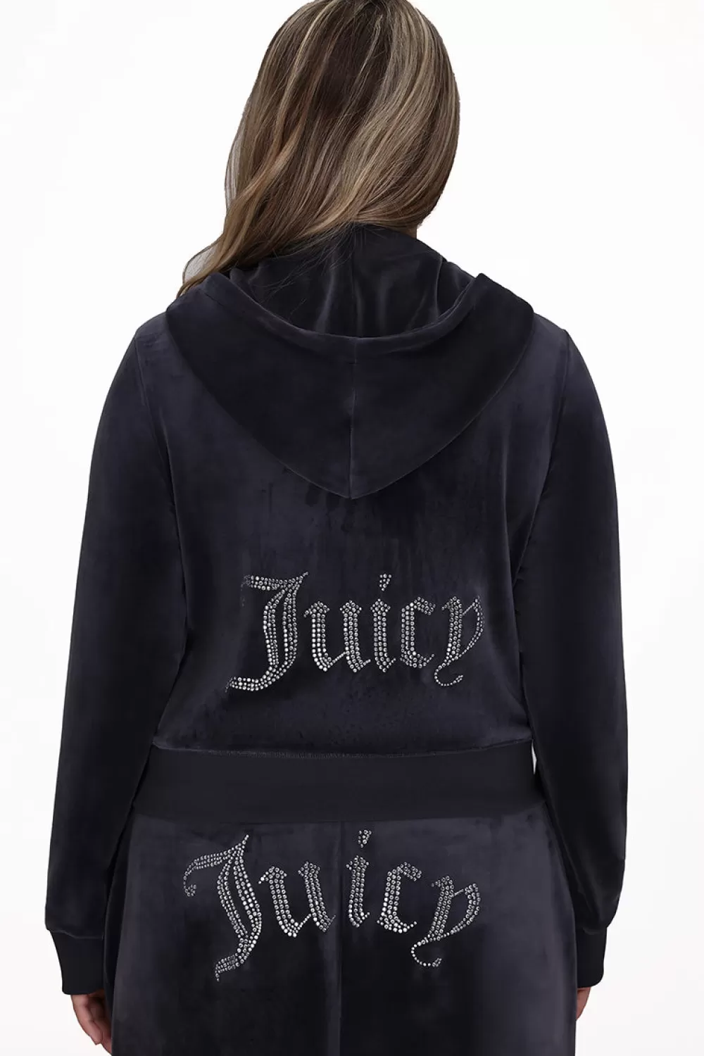 Bling Sets | Hoodies & Jackets-Juicy Couture Plus-Size OG Big Bling Velour Hoodie Titanium