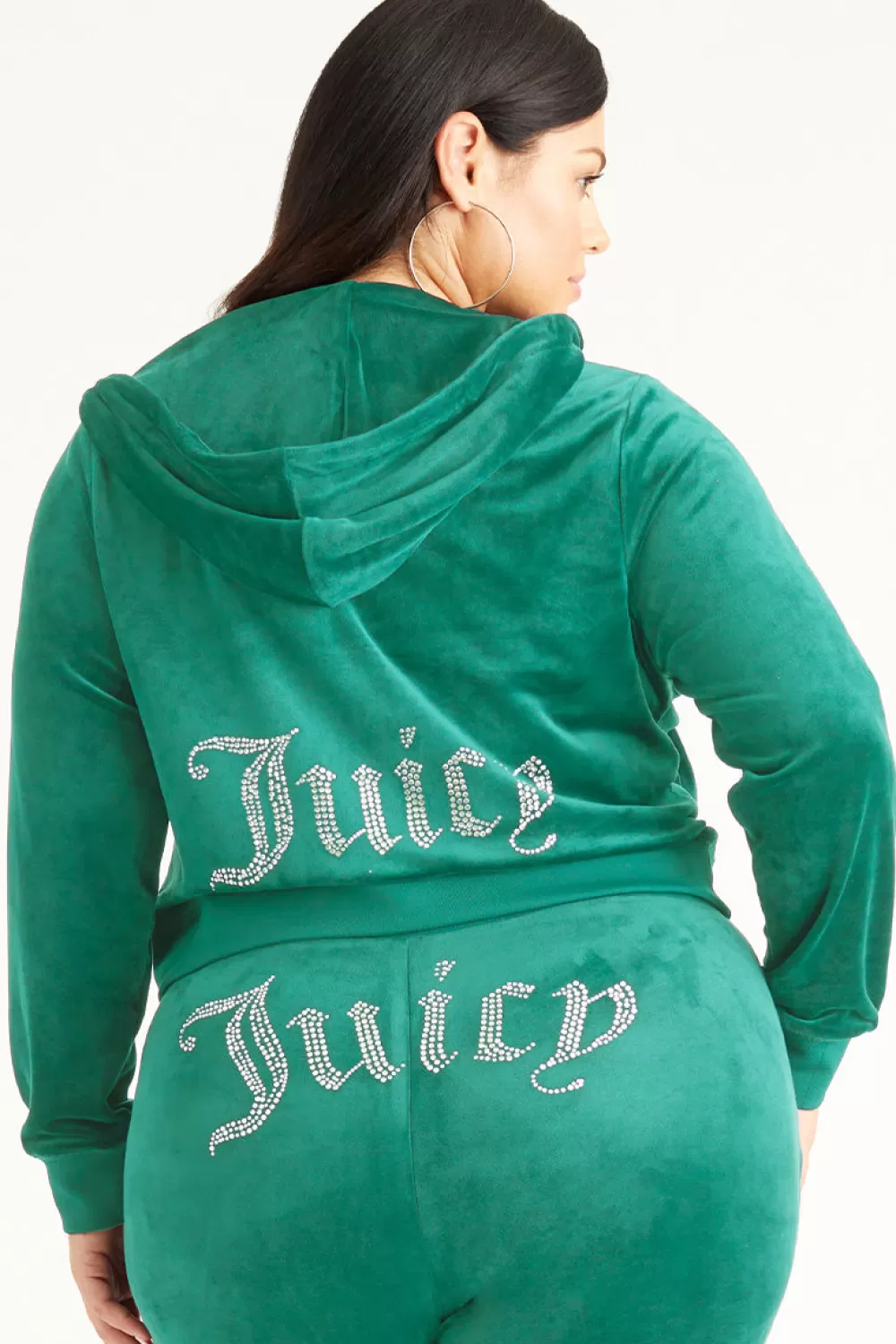 Track Tops | Track Tops-Juicy Couture Plus-Size OG Big Bling Velour Hoodie JadeGreen