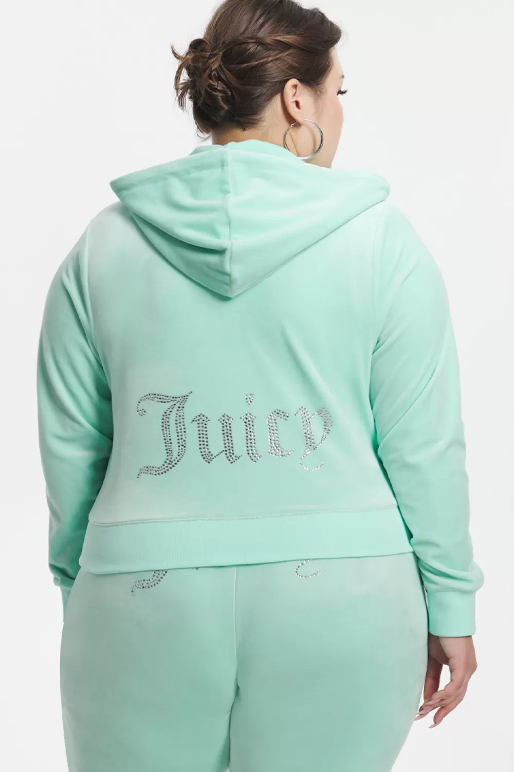 Track Tops | Track Tops-Juicy Couture Plus-Size OG Big Bling Velour Hoodie TintOfMint