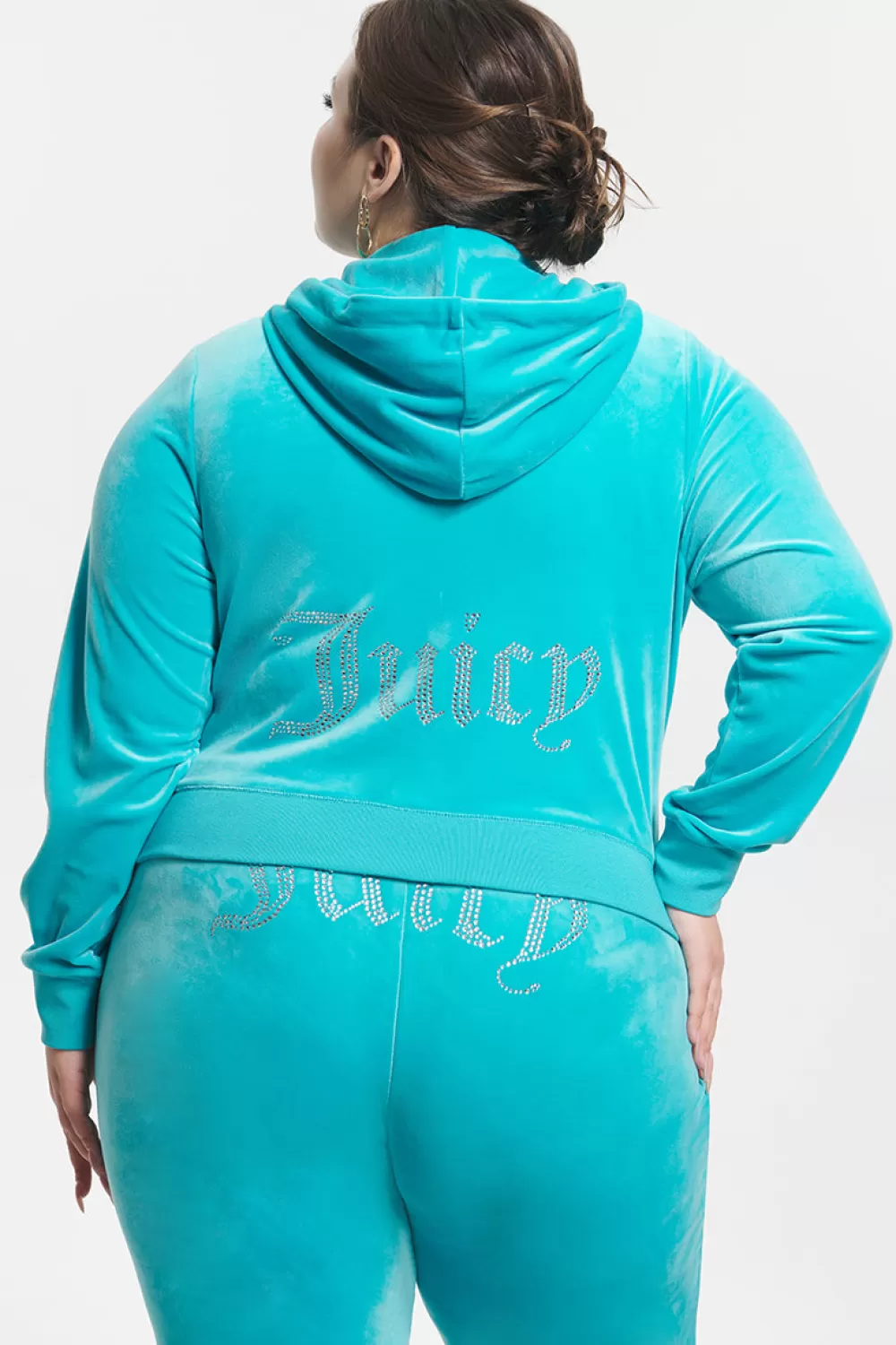 Track Tops | Track Tops-Juicy Couture Plus-Size OG Big Bling Velour Hoodie BlueCrush