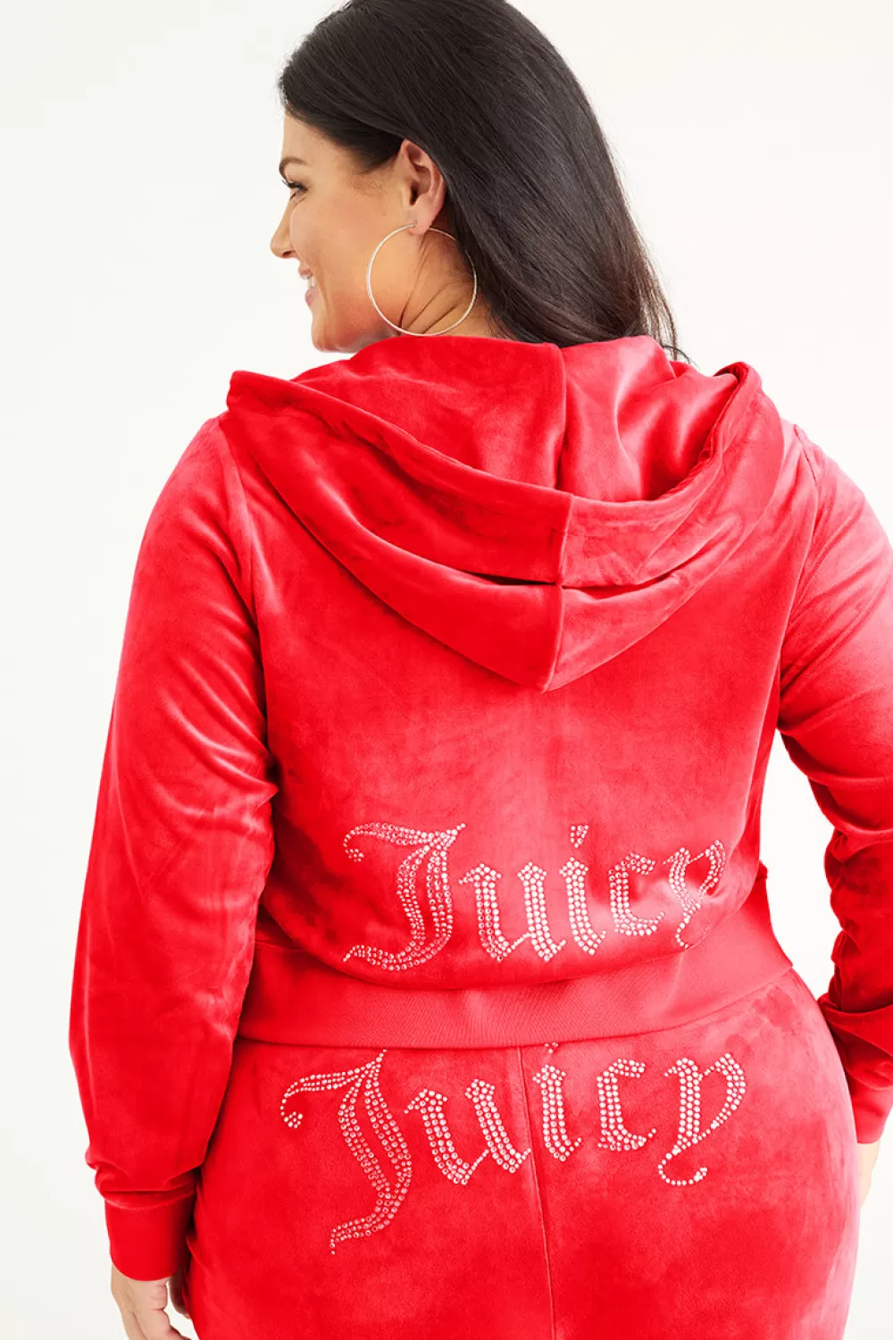 Track Tops | Track Tops-Juicy Couture Plus-Size OG Big Bling Velour Hoodie CocoRed