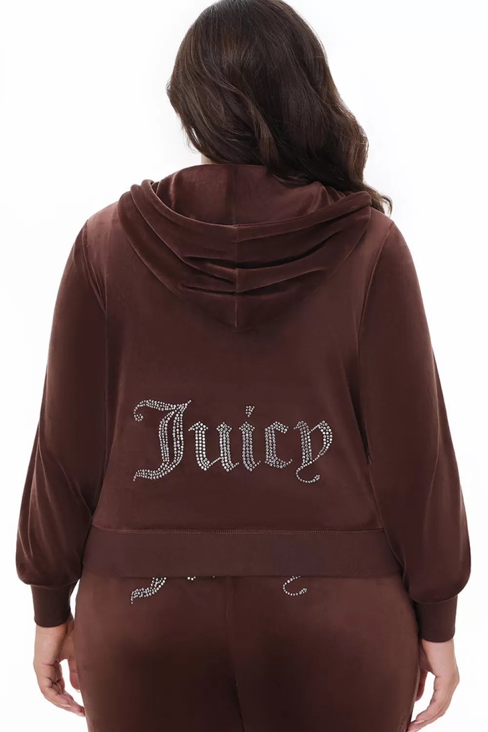 Track Tops | Track Tops-Juicy Couture Plus-Size OG Big Bling Velour Hoodie BlackCherry