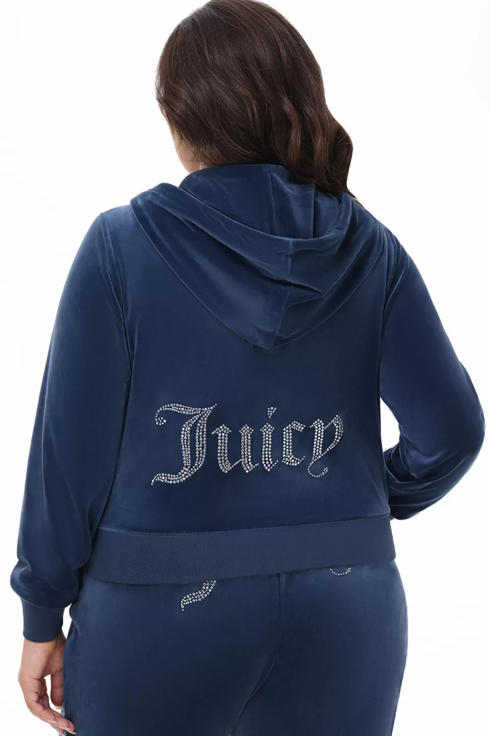 Track Tops | Track Tops-Juicy Couture Plus-Size OG Big Bling Velour Hoodie MidnightSea