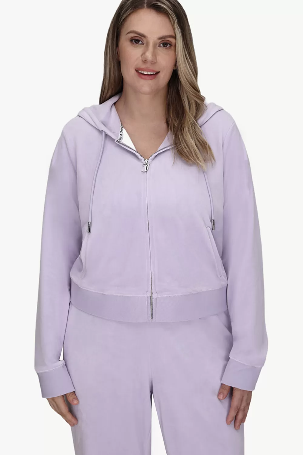 Bling Sets | Hoodies & Jackets-Juicy Couture Plus-Size OG Big Bling Velour Hoodie OrchidPetal