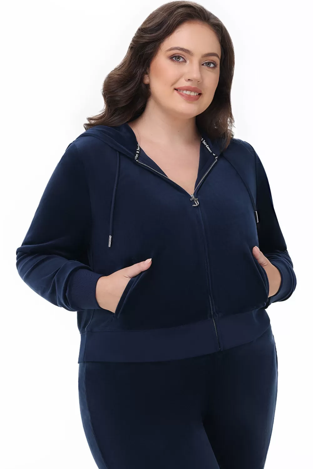 Track Tops | Track Tops-Juicy Couture Plus-Size OG Big Bling Velour Hoodie RegalBlue