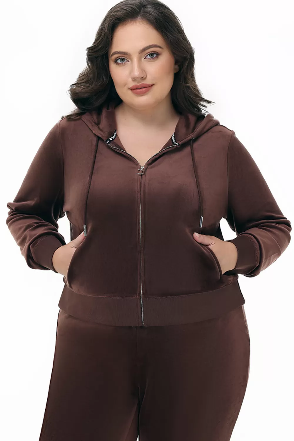 Track Tops | Track Tops-Juicy Couture Plus-Size OG Big Bling Velour Hoodie BlackCherry