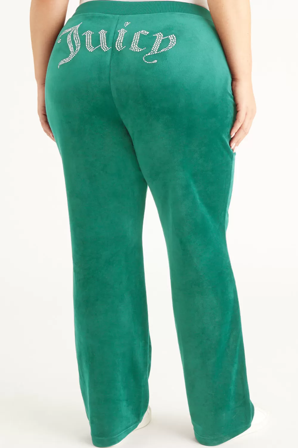 Track Bottoms | Bling Sets-Juicy Couture Plus-Size OG Big Bling Velour Track Pants JadeGreen