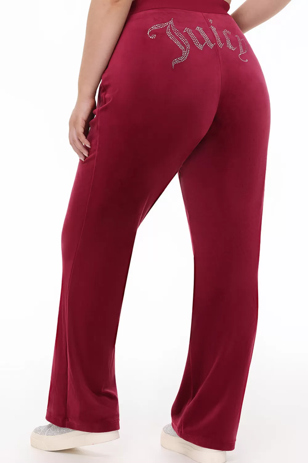 Track Bottoms | Bling Sets-Juicy Couture Plus-Size OG Big Bling Velour Track Pants DarkCrimson