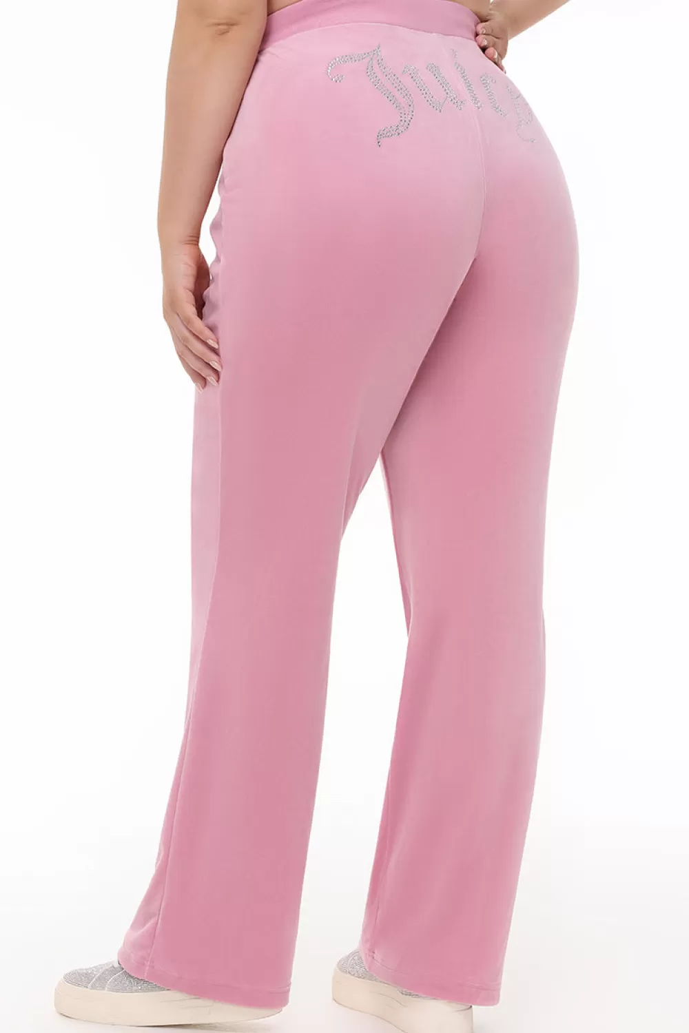 Track Bottoms | Bling Sets-Juicy Couture Plus-Size OG Big Bling Velour Track Pants Rose