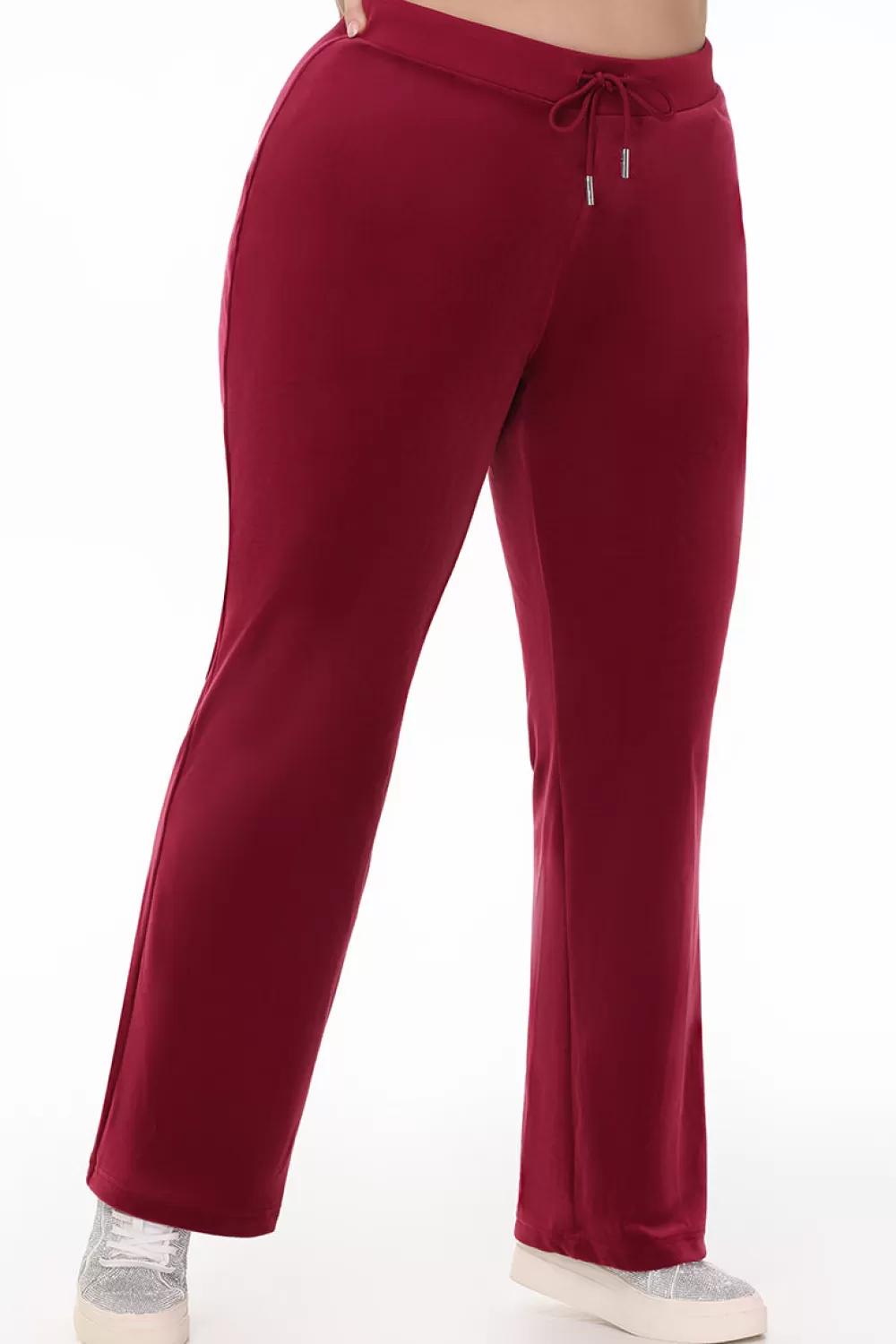 Track Bottoms | Bling Sets-Juicy Couture Plus-Size OG Big Bling Velour Track Pants DarkCrimson