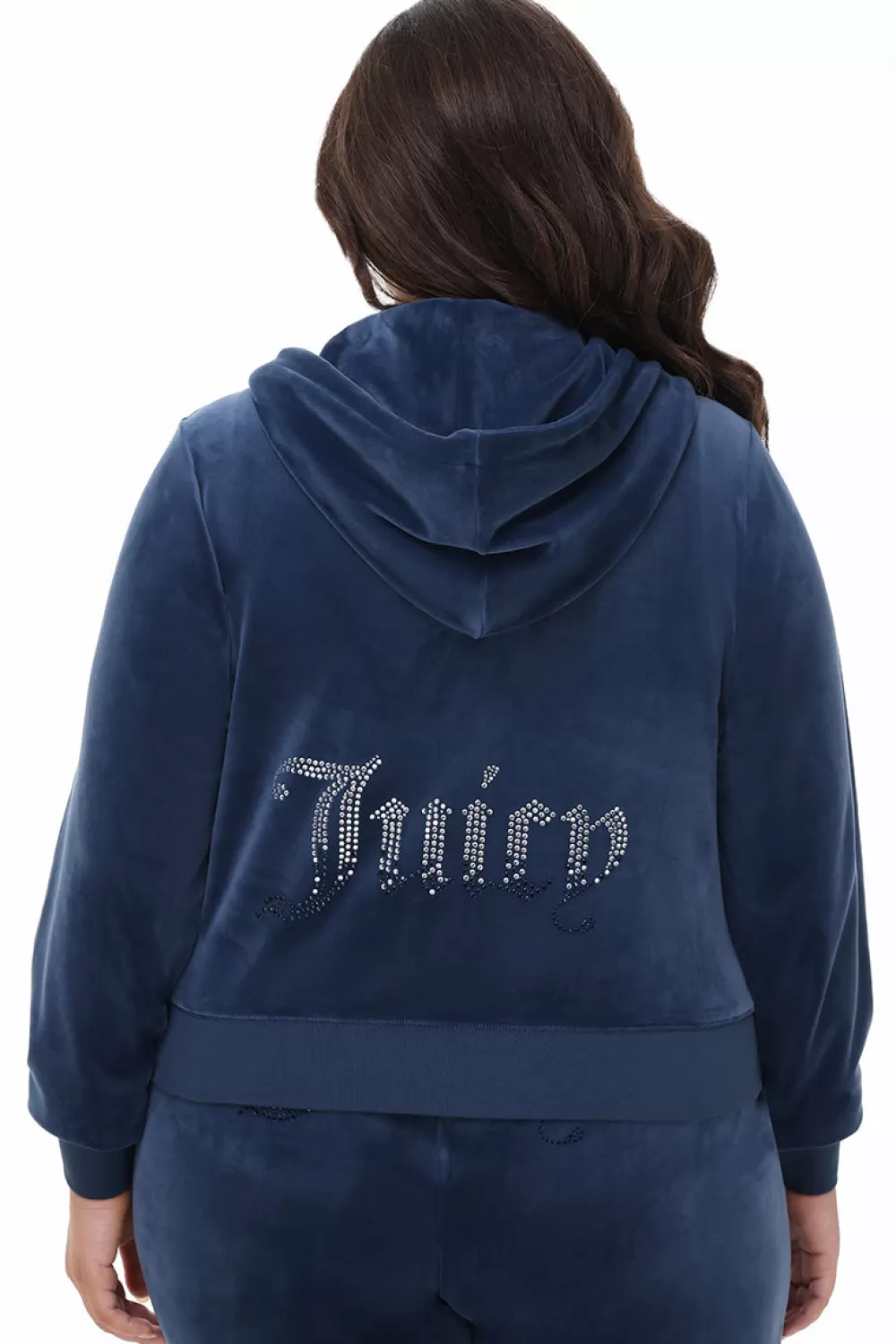 Track Tops | Track Tops-Juicy Couture Plus-Size Ombre Big Bling Velour Hoodie MidnightSea