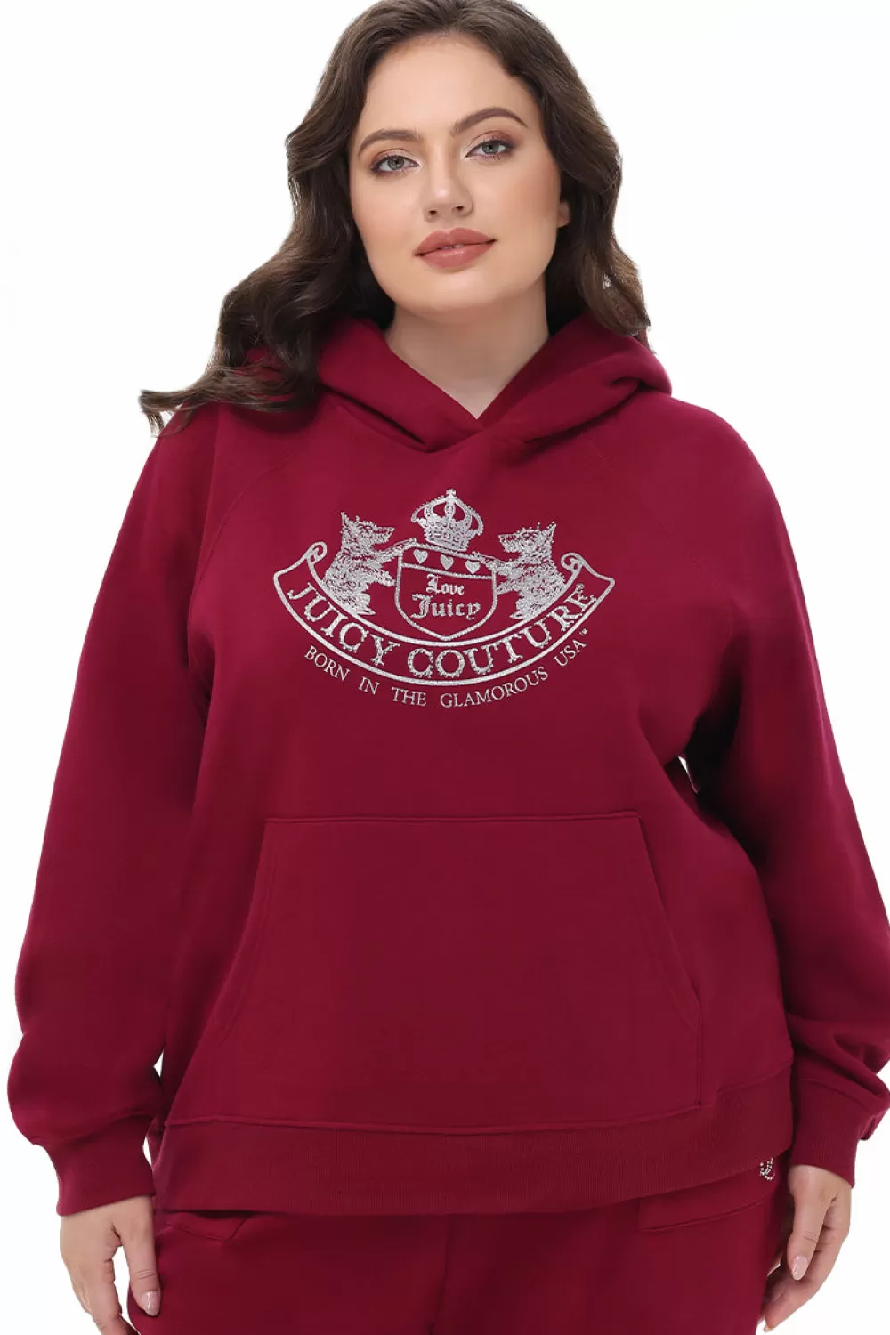 Hoodies & Jackets | Plus-Size-Juicy Couture Plus-Size Oversized Fleece Scottie Dog Hoodie DarkCrimson