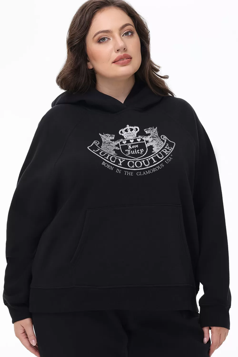 Hoodies & Jackets | Plus-Size-Juicy Couture Plus-Size Oversized Fleece Scottie Dog Hoodie Liquorice