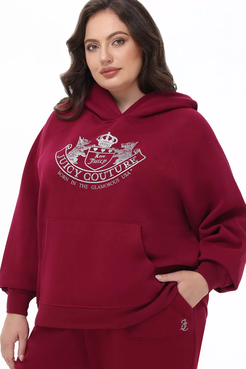 Hoodies & Jackets | Plus-Size-Juicy Couture Plus-Size Oversized Fleece Scottie Dog Hoodie DarkCrimson