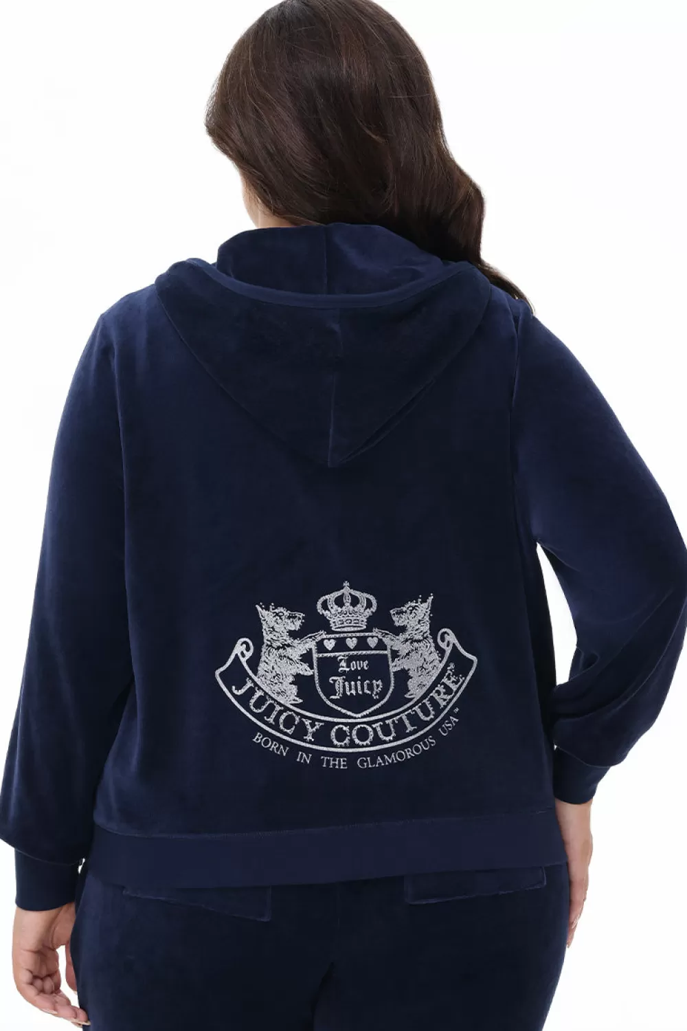 Track Tops | Track Tops-Juicy Couture Plus-Size Scottie Cotton Velour Hoodie RegalBlue