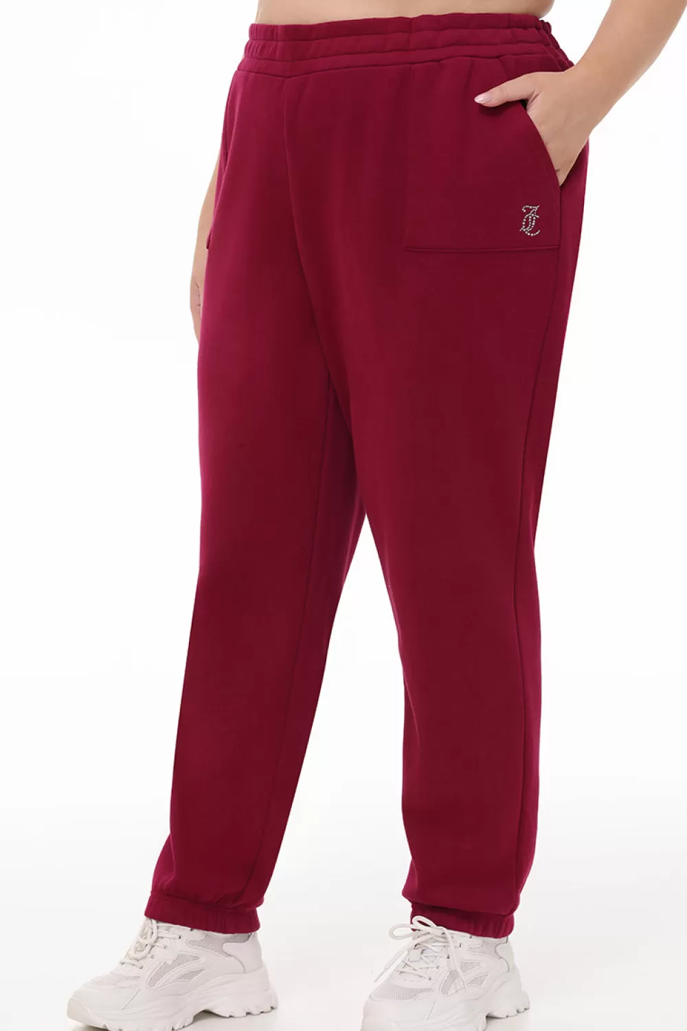 Plus-Size-Juicy Couture Plus-Size Small Bling Fleece Sweatpants DarkCrimson