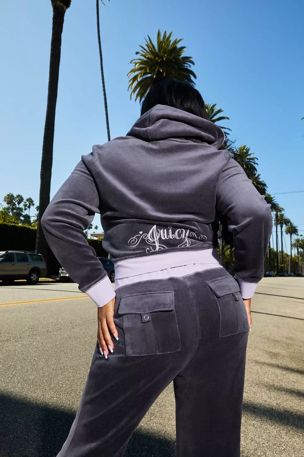 Track Tops | Track Tops-Juicy Couture Plus-Size Sweetheart Cotton Velour Hoodie Titanium