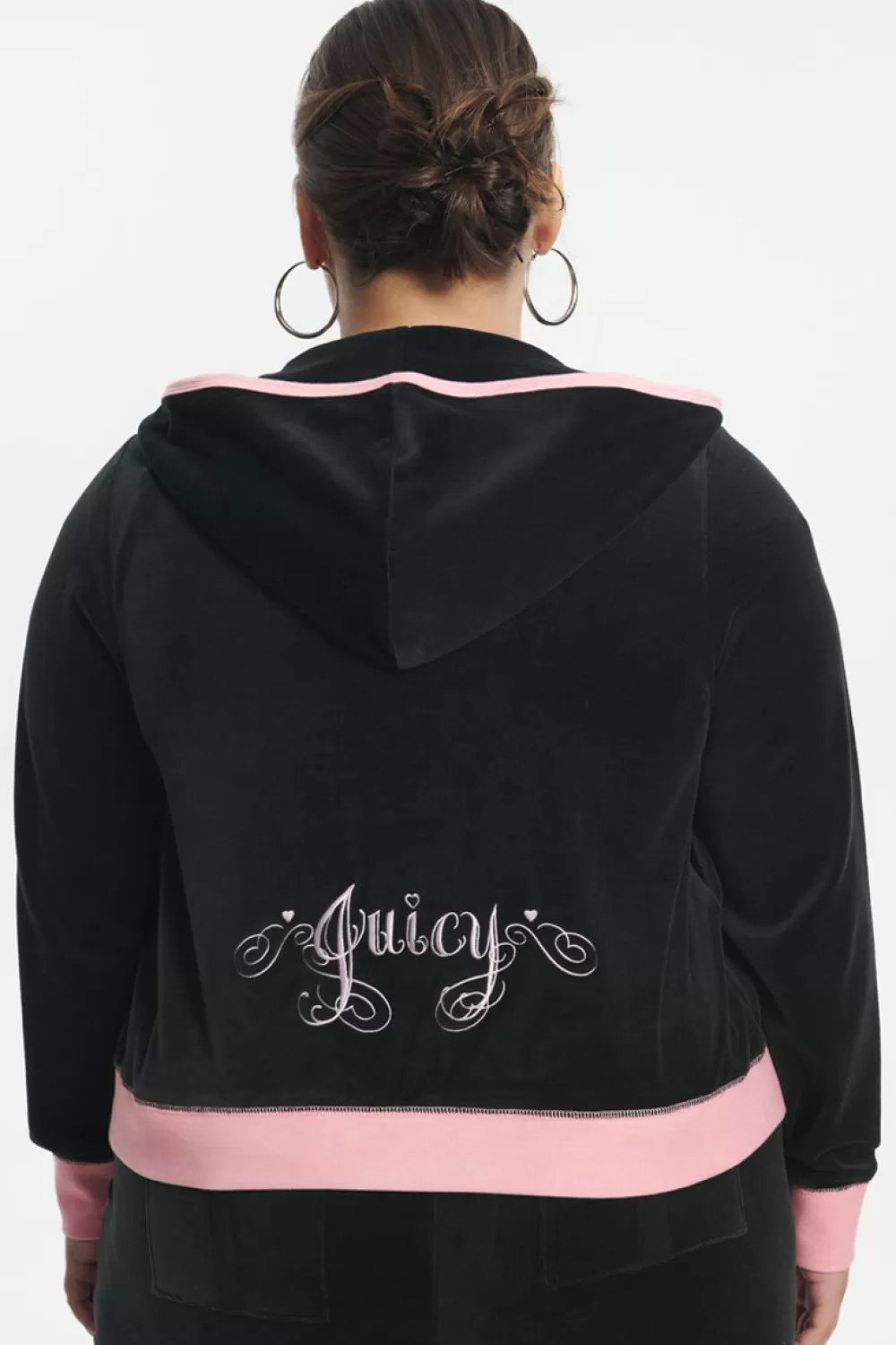 Track Tops | Track Tops-Juicy Couture Plus-Size Sweetheart Cotton Velour Hoodie Liquorice