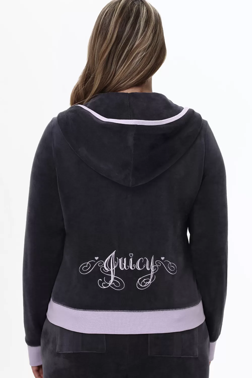 Track Tops | Track Tops-Juicy Couture Plus-Size Sweetheart Cotton Velour Hoodie Titanium