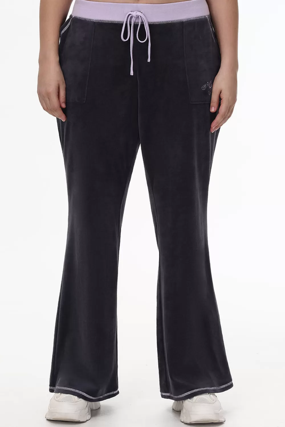 Track Bottoms | Track Pants-Juicy Couture Plus-Size Sweetheart Cotton Velour Track Pants Titanium