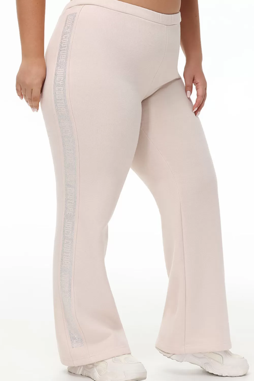 Plus-Size-Juicy Couture Plus-Size Wide Leg Fleece Pant With Side Bling Crystal