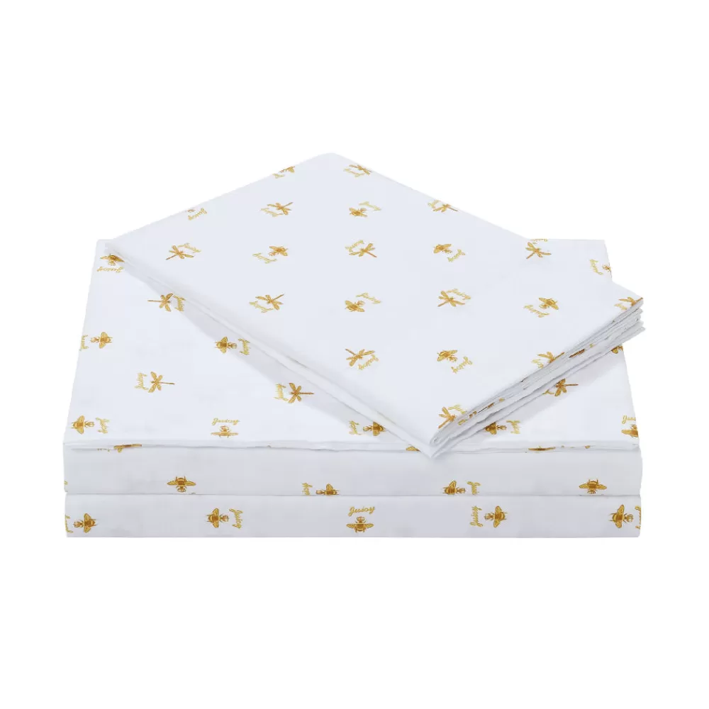 Sheet Sets-Juicy Couture Printed Microfiber Sheet Set HoneyBee