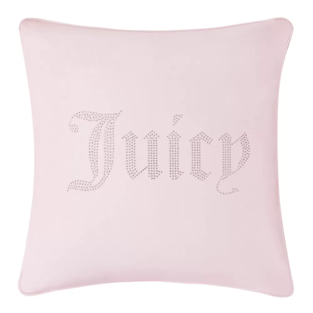 Throw Pillows-Juicy Couture Rhinestone Decorative Pillow PinkMarshmallow