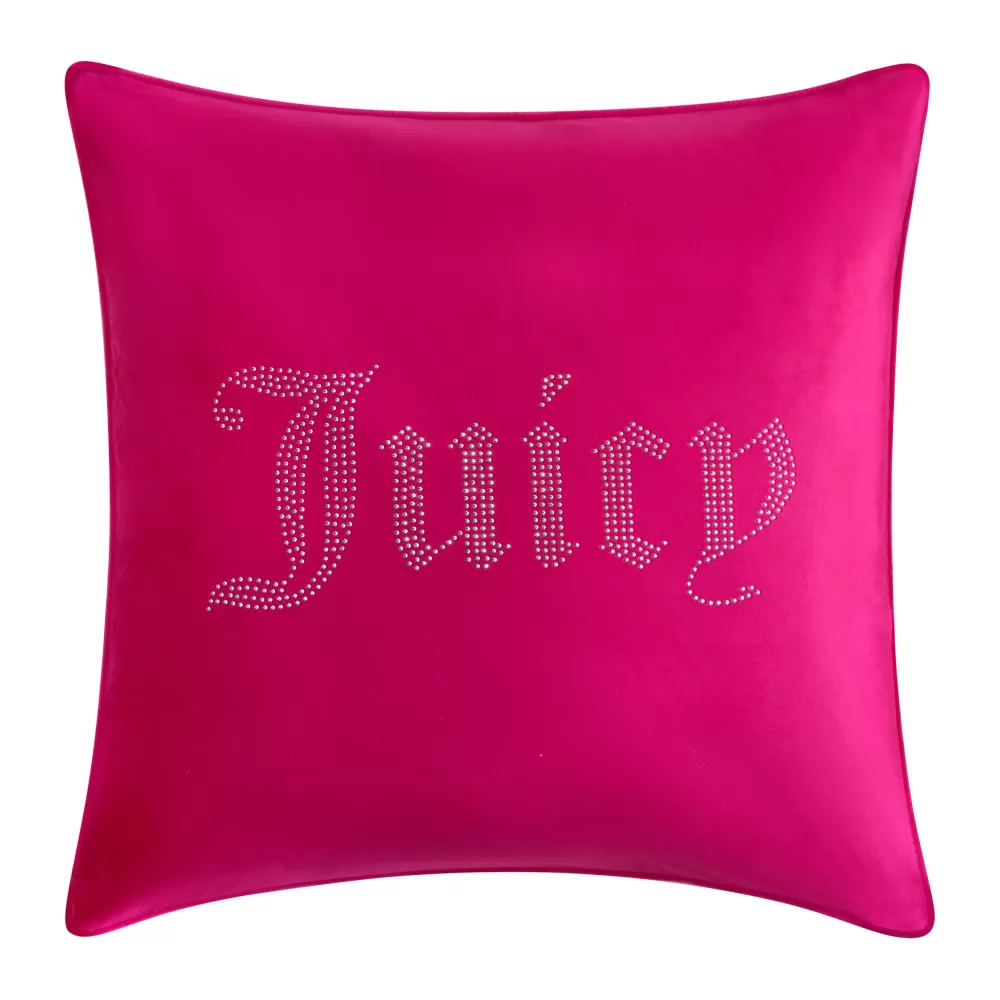 Throw Pillows-Juicy Couture Rhinestone Decorative Pillow HotPink