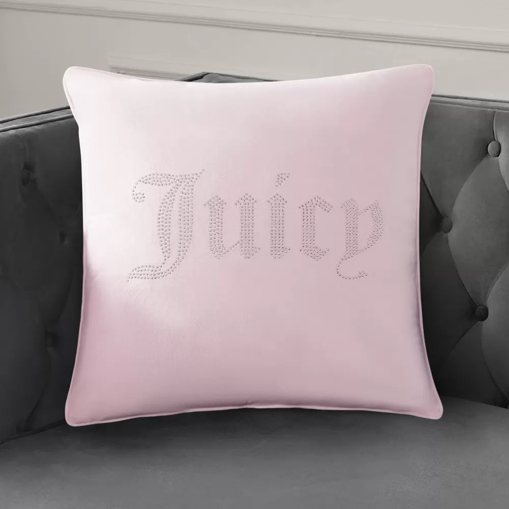 Throw Pillows-Juicy Couture Rhinestone Decorative Pillow PinkMarshmallow