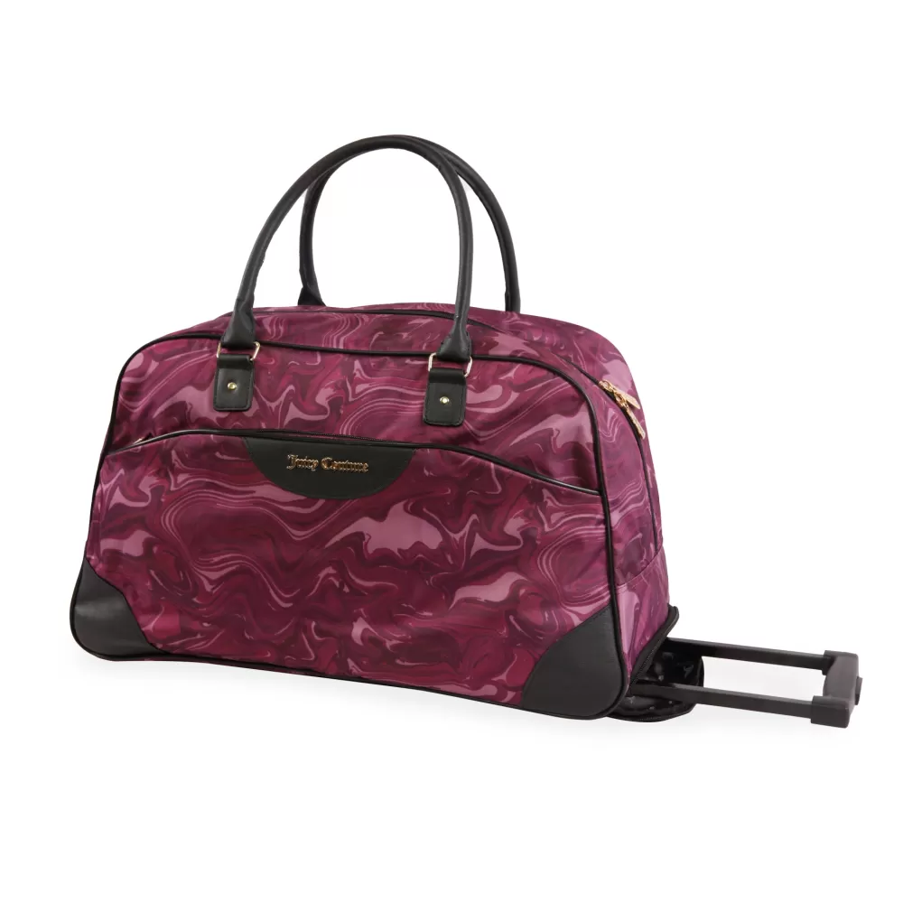 Carry-On Luggage-Juicy Couture Rolling Duffel Bag BurgundyMarble