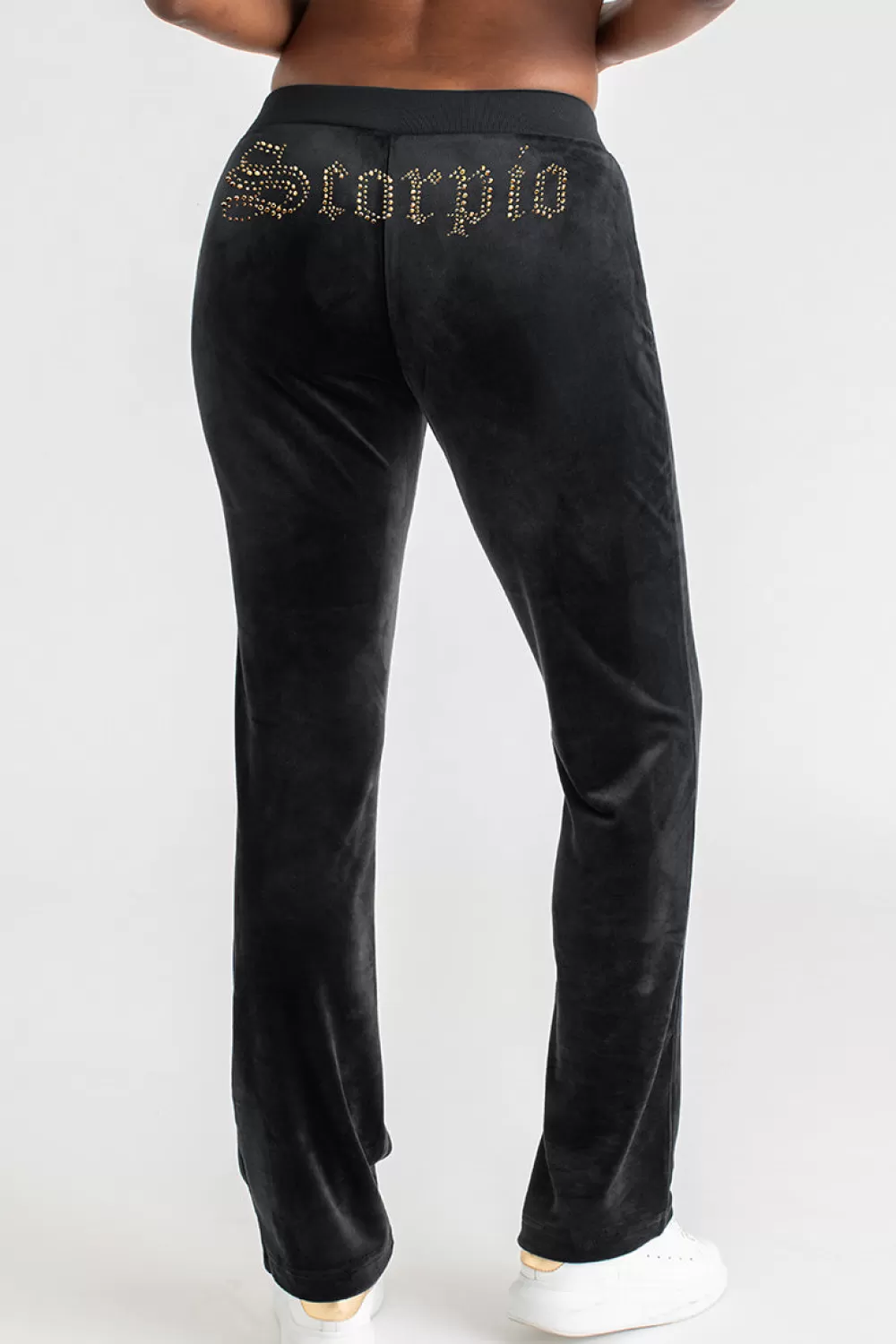 Track Bottoms | Bling Sets-Juicy Couture Scorpio Big Bling Velour Track Pants Liquorice/GoldBling