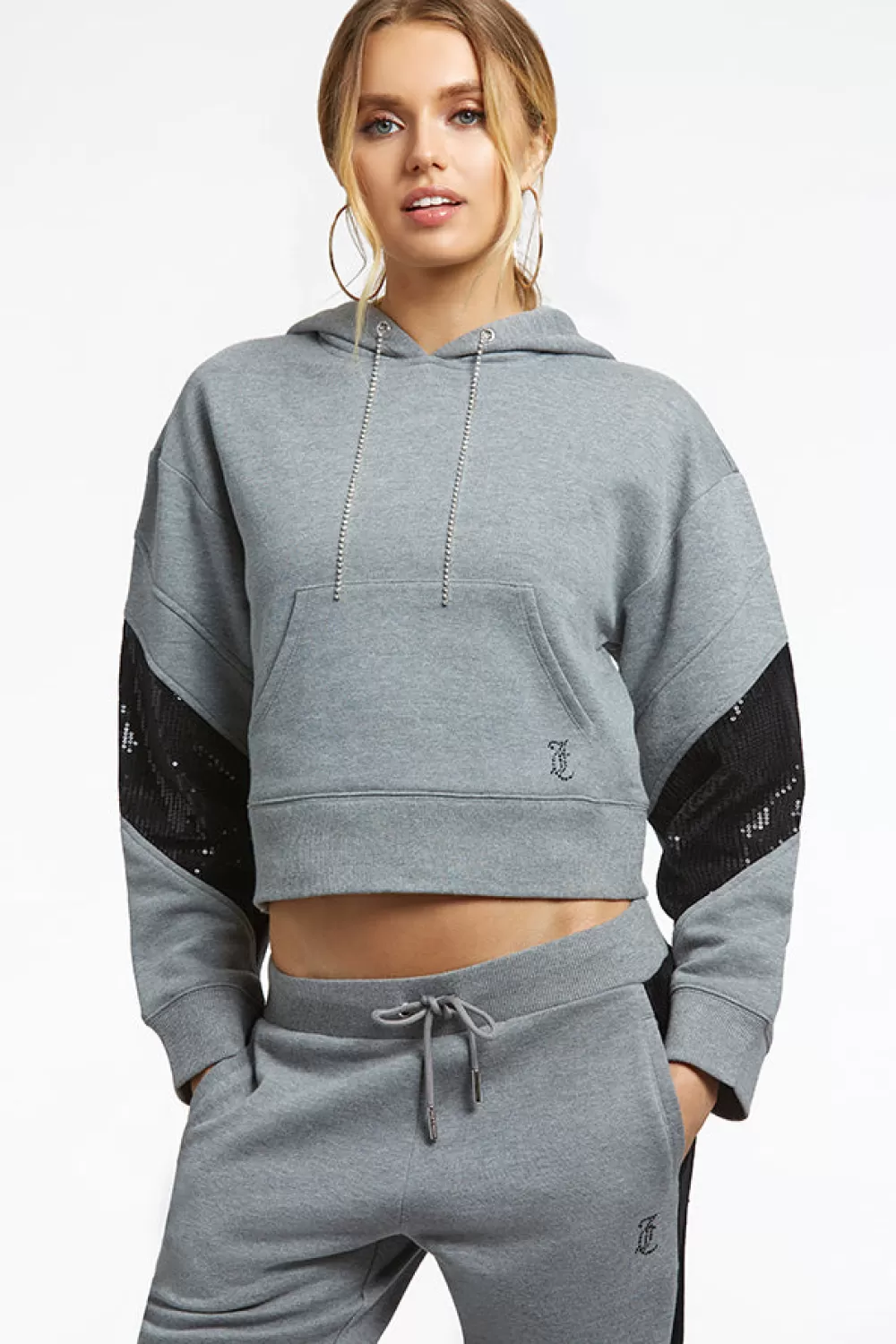 Track Tops | Track Tops-Juicy Couture Sequin Fleece Hoodie—REJUICED LightCharcoalHeather