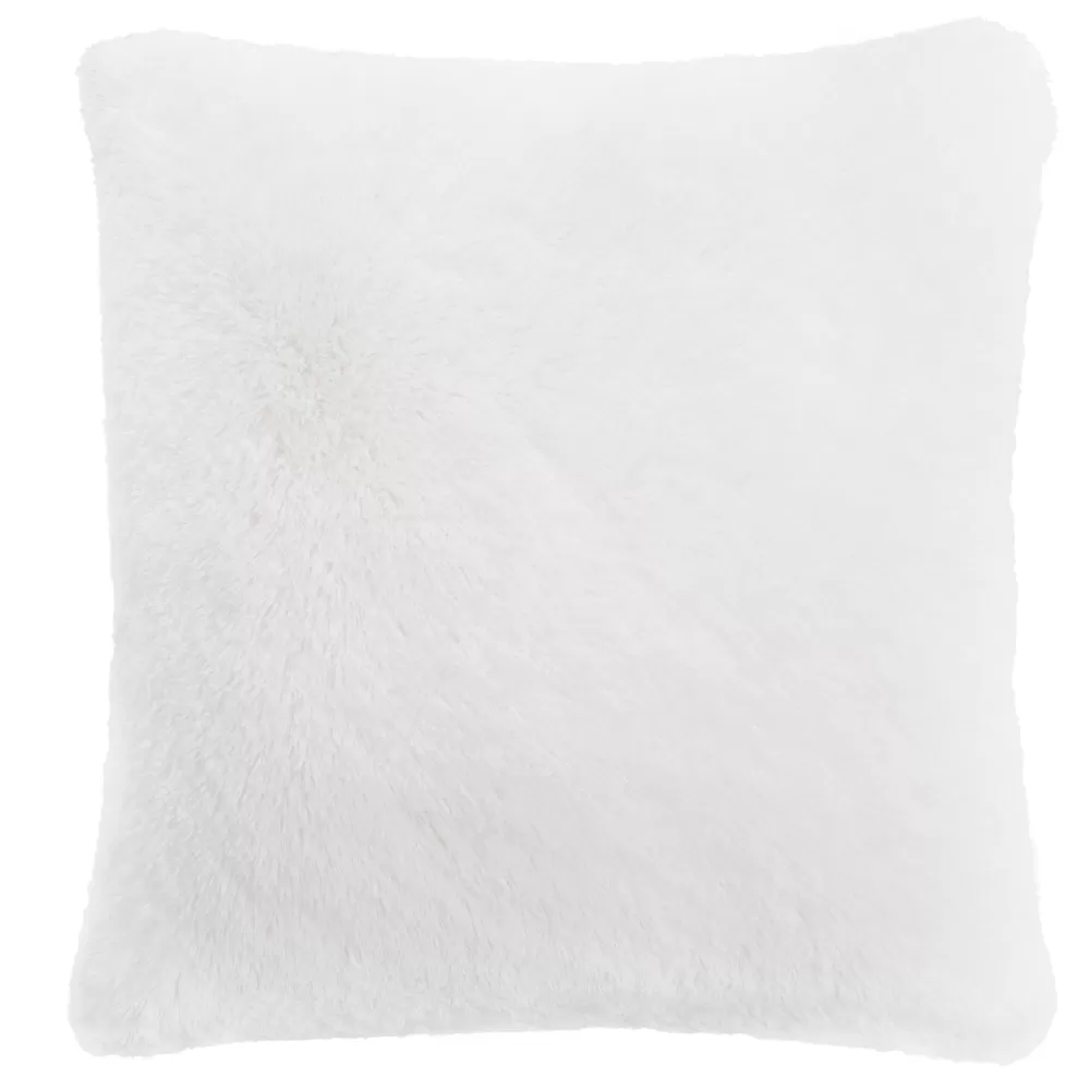 Throw Pillows-Juicy Couture Shaggy Faux Fur Pillow White