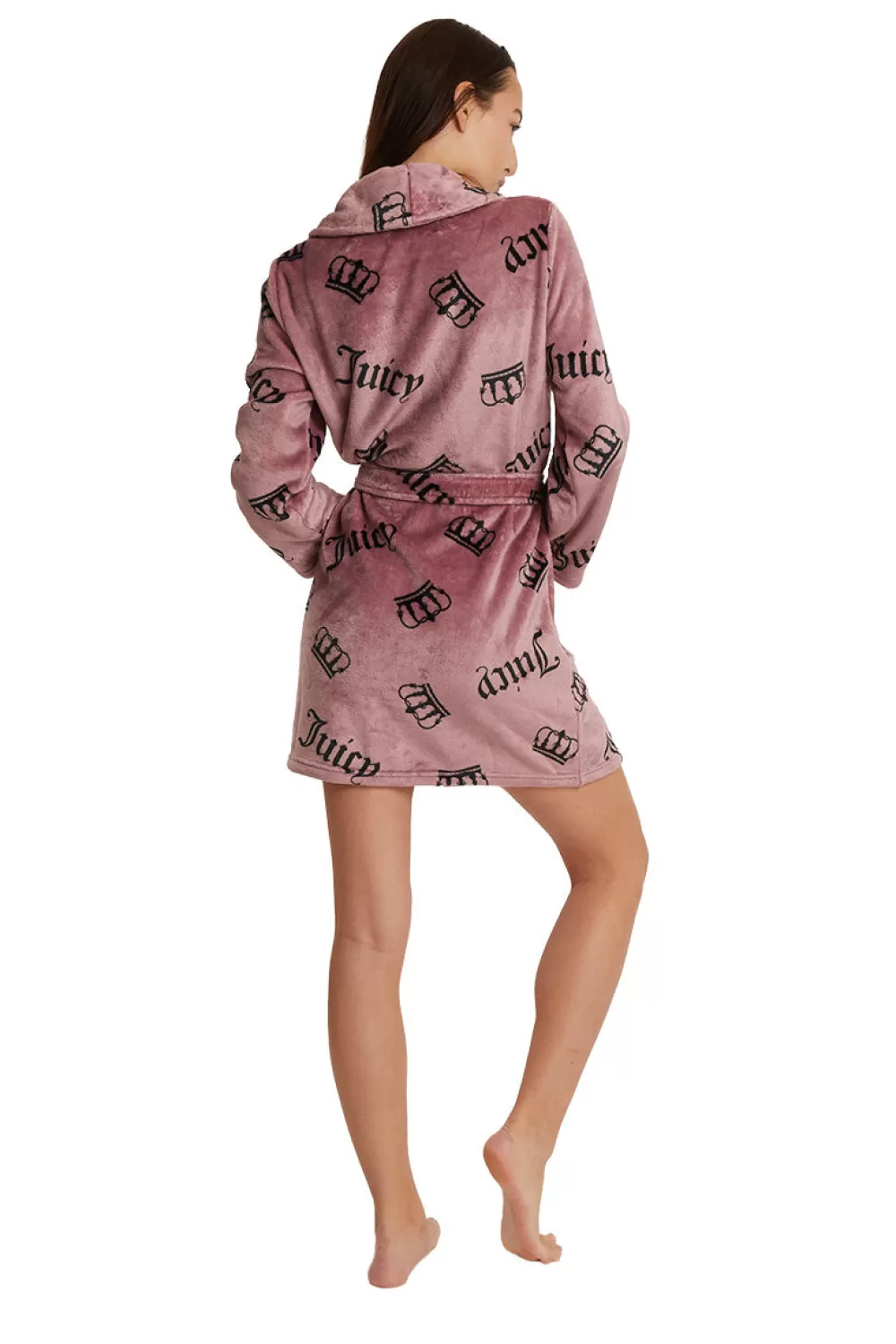 Robes & Sleepwear-Juicy Couture Shawl Collar Plush Robe MauveJCCrowns