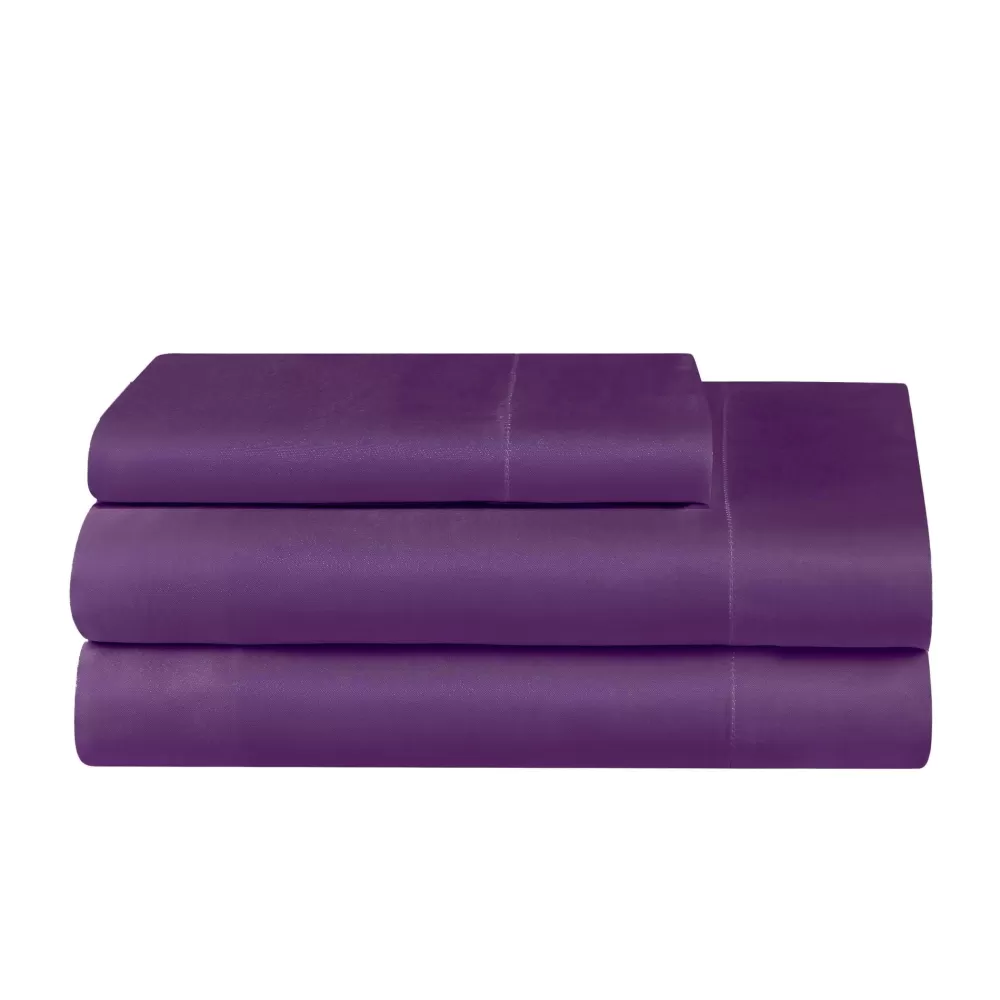 Sheet Sets-Juicy Couture Solid Satin Sheet Set Violet