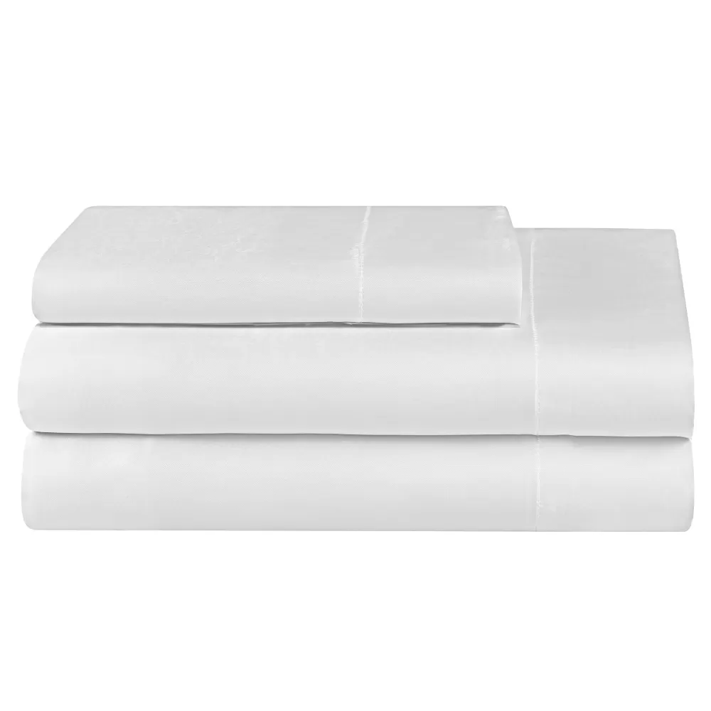 Sheet Sets-Juicy Couture Solid Satin Sheet Set PureWhite