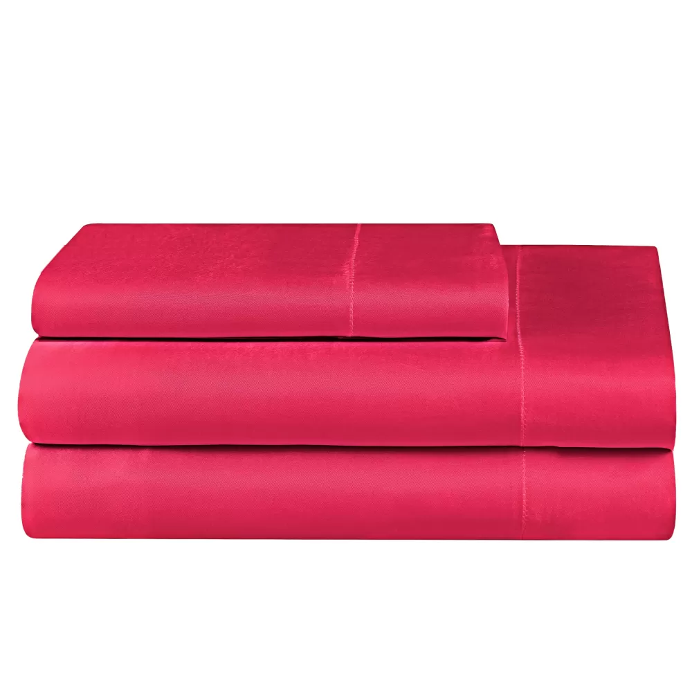 Sheet Sets-Juicy Couture Solid Satin Sheet Set HotPink