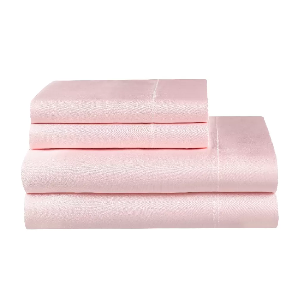 Sheet Sets-Juicy Couture Solid Satin Sheet Set HeavenlyPink