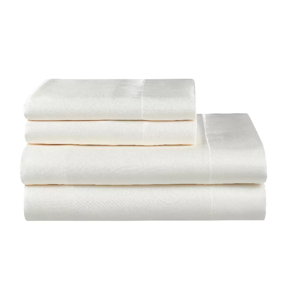 Sheet Sets-Juicy Couture Solid Satin Sheet Set Pearl